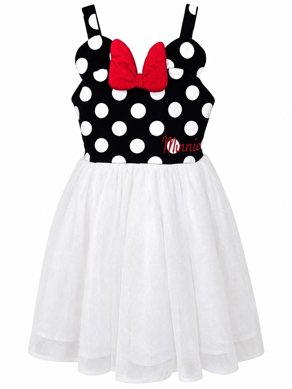 Disney Minnie Polka Dot Black & White Dress with Red Bow